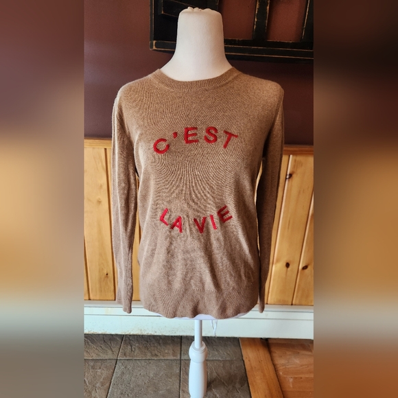 Banana Republic C'EST LA VIE Camel Slub Knit Italian Wool Crewneck Sweater XS - Picture 2 of 9